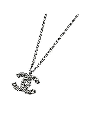 Chanel Chanel Coco Mark Necklace, Silver Plated, Silver, Women's (view 1)