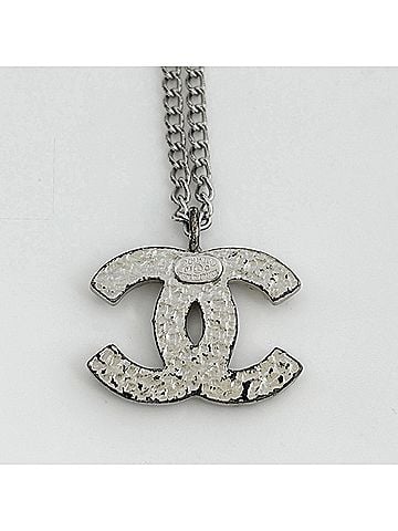 Chanel Chanel Coco Mark Necklace, Silver Plated, Silver, Women's (view 2)
