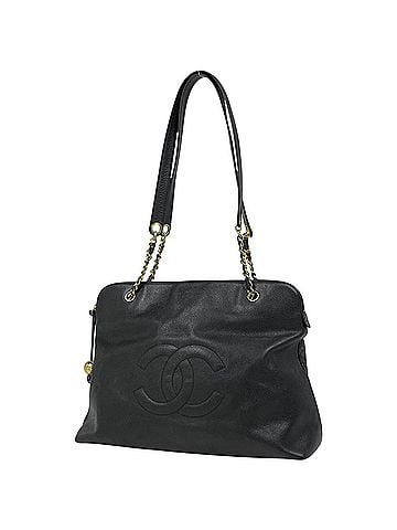 Chanel Chanel Coco Mark Chain Shoulder Bag, Caviar Leather, Black, A03578, Women's (view 1)