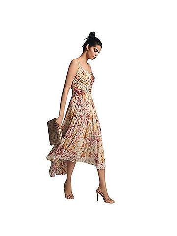 Anthropologie Ruched Square Neck Midi Dress Cocktail Dress (view 1)