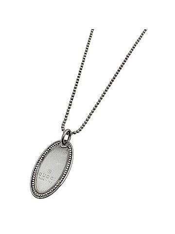 Gucci Gucci Oval Plate Necklace, Sterling Silver 925, Silver, Women's (view 1)