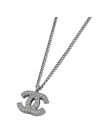 Chanel Chanel Coco Mark Necklace, Silver Plated, Silver, Women's (view 1)