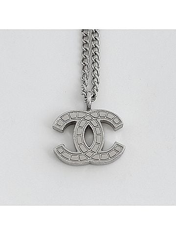 Chanel Chanel Coco Mark Necklace, Silver Plated, Silver, Women's (view 2)