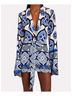 Alexis 100% Polyester Print Blue Black White Romper Size S - photo 4