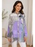 Citron 100% Silk Graphic Purple Gray White Button-Down Shirt Size L - photo 3