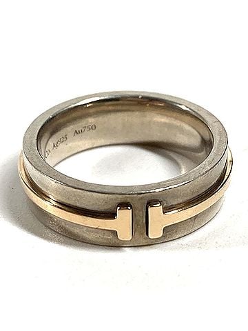 Tiffany & Co. TIFFANY&amp;Co. Tiffany T Narrow Ring Accessory Jewelry 18K Gold Au750 SV925 Silver Women's 1 (view 1)