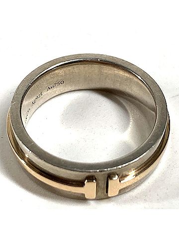 Tiffany & Co. TIFFANY&amp;Co. Tiffany T Narrow Ring Accessory Jewelry 18K Gold Au750 SV925 Silver Women's 1 (view 2)