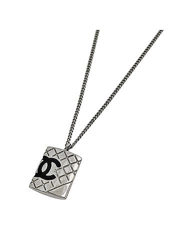 Chanel Chanel Cambon Line Necklace, Coco Mark, Silver Plated, Silver, Women's (view 1)