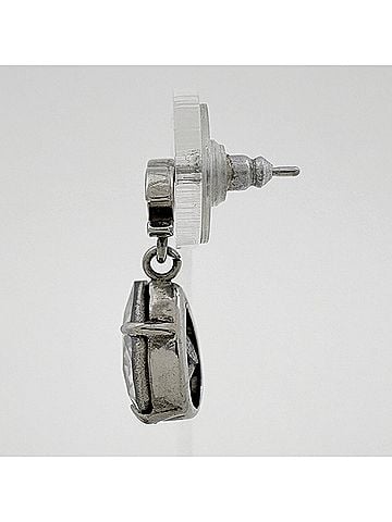 Chanel Chanel Coco Mark Rhinestone Dangle Earrings, Silver Plated, Silver, Women's (view 2)