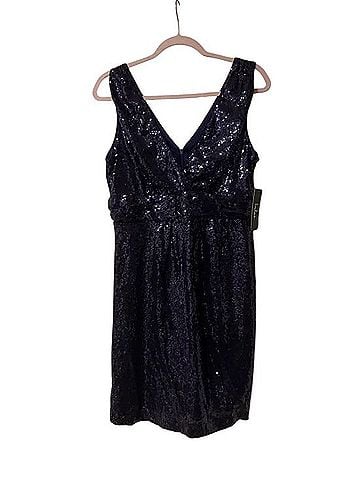 Lulus Navy Sequin V-Neck Mini Dress Cocktail Dress (view 1)