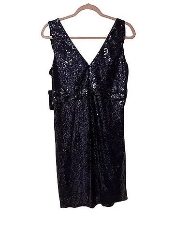 Lulus Navy Sequin V-Neck Mini Dress Cocktail Dress (view 2)