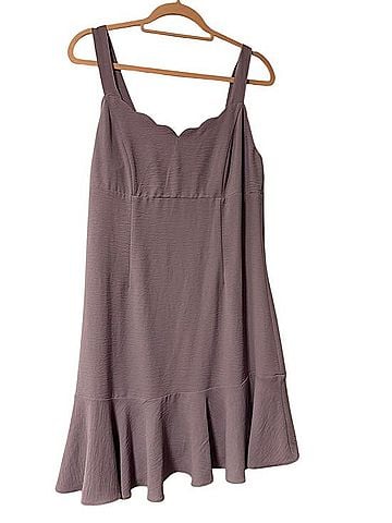 Altar'd State Lilac Scallop Neck A-Line Dress Casual Dress (view 1)