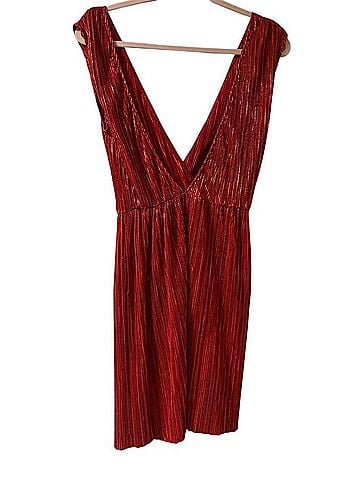 Urban Outfitters Plissé V-Neck Mini Dress Casual Dress (view 2)