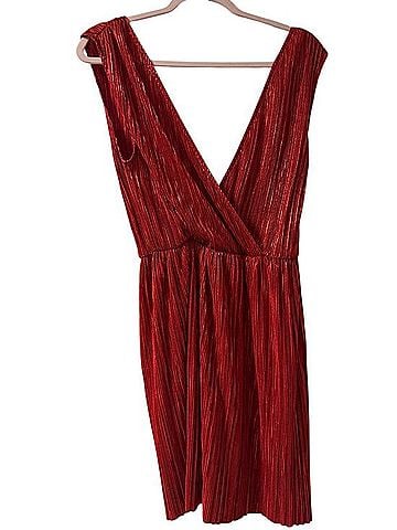 Urban Outfitters Plissé V-Neck Mini Dress Casual Dress (view 1)