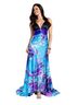 Taboo 100% Polyester Print Blue Purple Black Cocktail Dress Size 10 - photo 1
