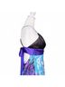 Taboo 100% Polyester Print Blue Purple Black Cocktail Dress Size 10 - photo 7