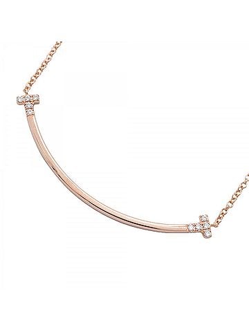 Tiffany & Co. Tiffany &amp; Co. T Smile Small Necklace, 10 Diamonds, 18K Pink Gold, Ladies' Necklace (view 1)