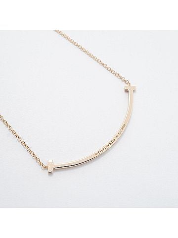 Tiffany & Co. Tiffany &amp; Co. T Smile Small Necklace, 10 Diamonds, 18K Pink Gold, Ladies' Necklace (view 2)