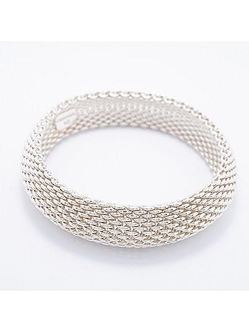 Tiffany & Co. Tiffany &amp; Co. Somerset Mesh Bangle, Sterling Silver 925, Men's Women's (view 2)