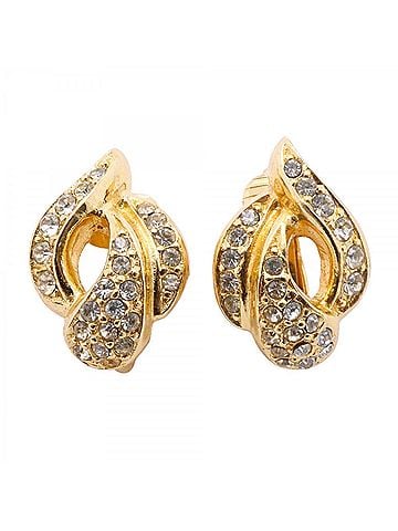 Christian Dior Christian Dior Earrings, GP Plated, Rhinestone, Gold, Women's (view 1)