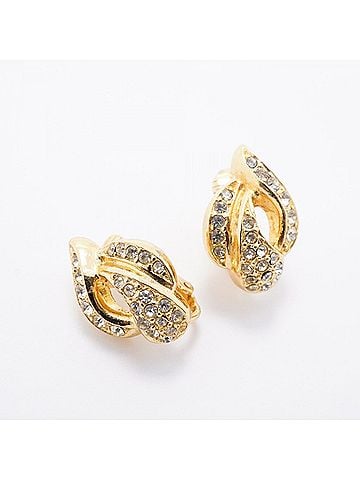 Christian Dior Christian Dior Earrings, GP Plated, Rhinestone, Gold, Women's (view 2)