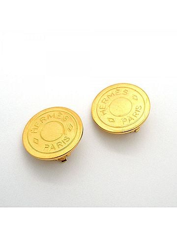 Hermès Hermes Earrings, Sellier, GP Plated, Gold, Women's (view 2)