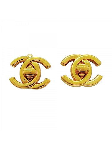 Chanel Chanel earrings, Coco Mark, turnlock, GP plated, gold, women's. (view 1)