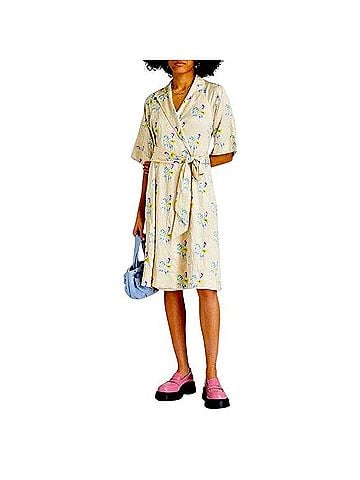 Ganni Floral Crinkle Wrap Dress Casual Dress (view 1)