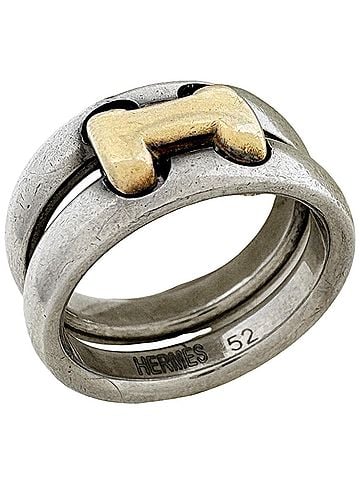 Hermès Hermes Olympe Ring, Metal, GP (Gold Plated), Silver, Gold, Women's (view 1)