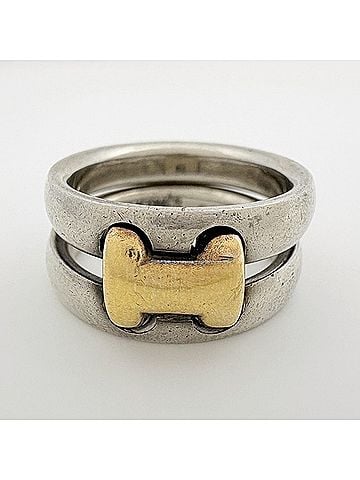 Hermès Hermes Olympe Ring, Metal, GP (Gold Plated), Silver, Gold, Women's (view 2)