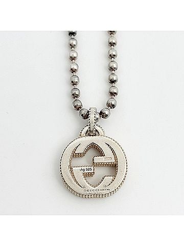 Gucci Gucci Interlocking G Necklace, Ball Chain, Sterling Silver 925, Silver, Women's (view 2)