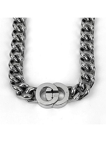 Gucci Gucci Interlocking G Chain Necklace, Metal, Silver, Women's (view 2)