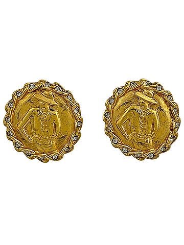Chanel Chanel Coco Round Earrings with Rhinestones, Gold, for Women (view 1)