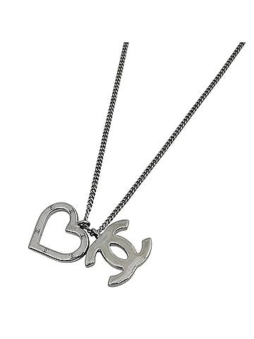 Chanel Chanel Coco Mark Necklace, Heart Design, Silver Plated, Silver, Women's (view 1)