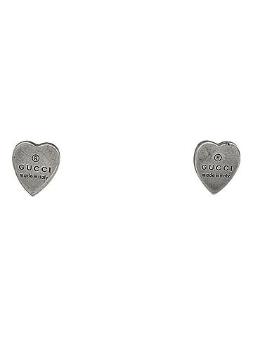 Gucci Gucci logo earrings, heart motif sterling silver (925), silver, women's. (view 1)