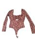 Le Lis Floral Brown Multi Color Bodysuit Size M - photo 1