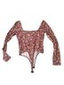 Le Lis Floral Brown Multi Color Bodysuit Size M - photo 2