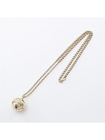 Chanel Chanel Coco Mark Logo Necklace, Gold Plated (GP), Faux Pearl, Women's, Gold/White Tones (view 2)