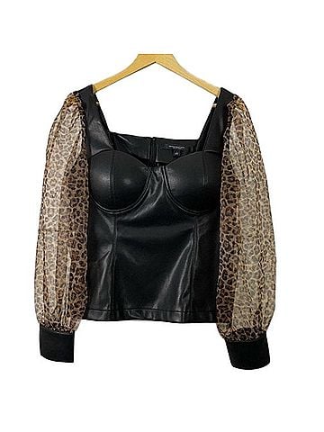 Andrew Marc Marc New York Faux Leather Top (view 1)