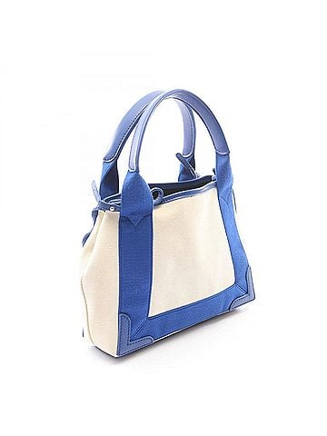 Balenciaga Balenciaga Navy Cabas XS 2-Way Handbag, Canvas and Leather, Women's, Ivory/Blue, 390346 (view 2)