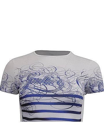 Jean Paul Gaultier Jean Paul Gaultier 'The Calligraphie Marinière' Mini Dress in Blue Polyester (view 2)