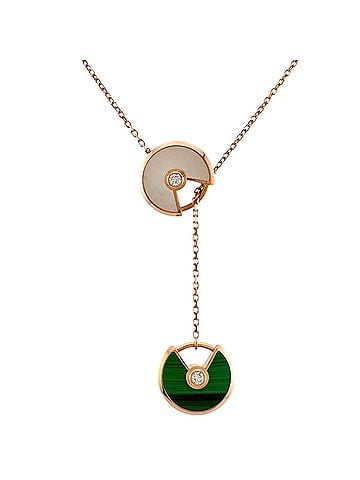 Cartier Cartier Amulet Necklace, 18K Pink Gold, Mother-of-Pearl, Malachite, Women's, CARTIER (view 1)