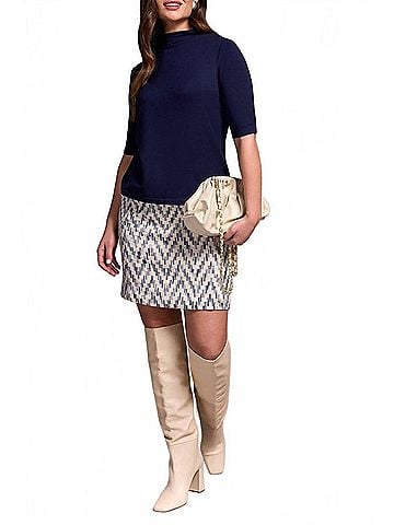 Tribal Forestine Funnel Neck Knit Top in Nightfall (view 2)