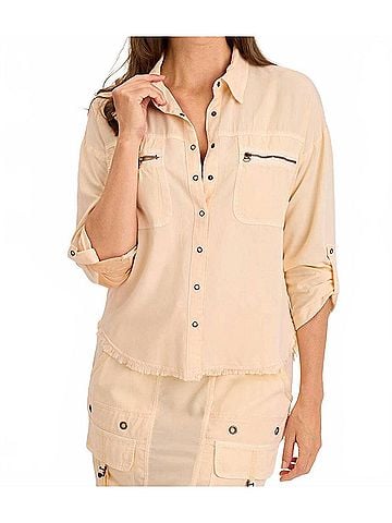XCVI Knapp Button-Up Top in Antique Scroll (view 2)