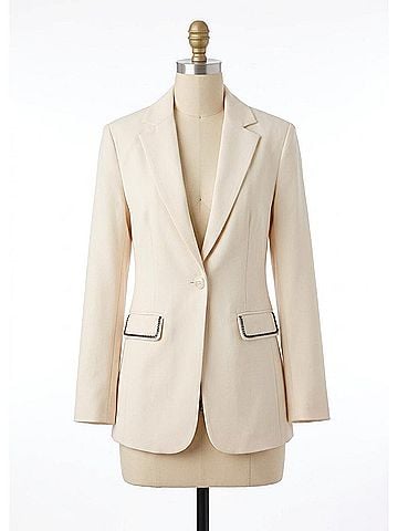 Solid & Striped Women's Long Sleeve V-Neck Blazer in Cream (view 1)