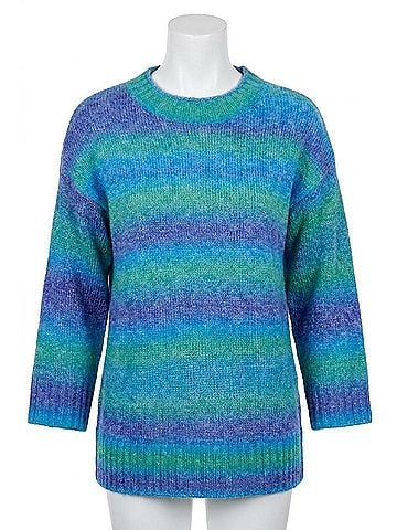 MULTIPLES Ombre Striped Sweater in Turquoise (view 1)