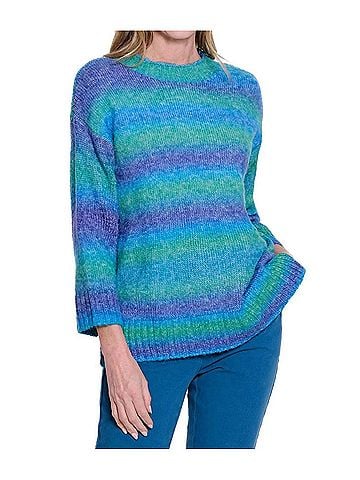 MULTIPLES Ombre Striped Sweater in Turquoise (view 2)