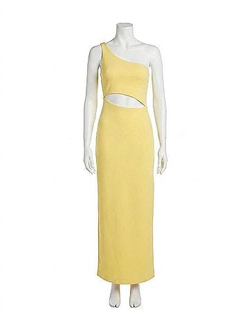 Susana Monaco One Shoulder Cut Out Maxi Dress in Lemon Zest (view 1)