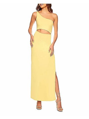 Susana Monaco One Shoulder Cut Out Maxi Dress in Lemon Zest (view 2)