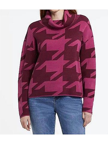 Tribal Idina Intarsia Knit Cowl Neck Sweater in Rubywine (view 2)